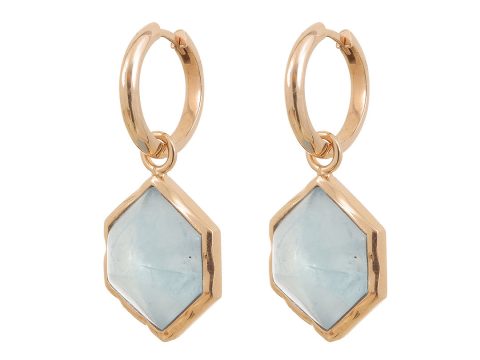 Mükemmel Altıgen Aquamarine Halka Küpe