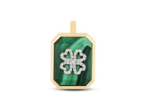 Malachite Orta Boy Yonca Kolye Ucu