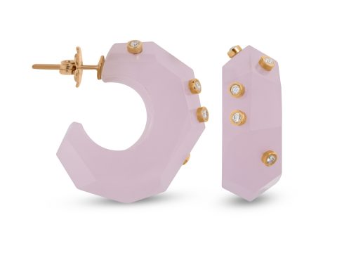 Rose Quartz Milestone Halka Küpe