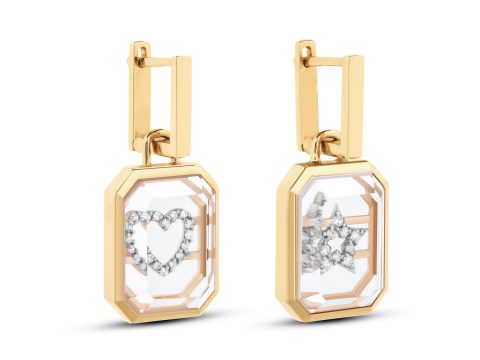 Quartz Küçük Boy Yıldız ve Kalp Küpe