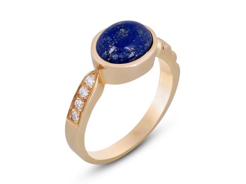 Lapis Lazuli İnce Merdiven Pırlanta Yüzük