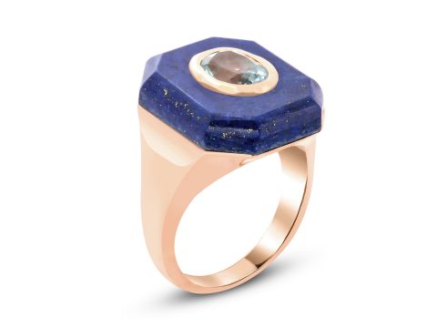 Lapis Lazuli ve Aquamarine Gemstone Yüzük