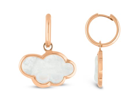 Silver Lining the Cloud Rainbow Moonstone Halka Küpe