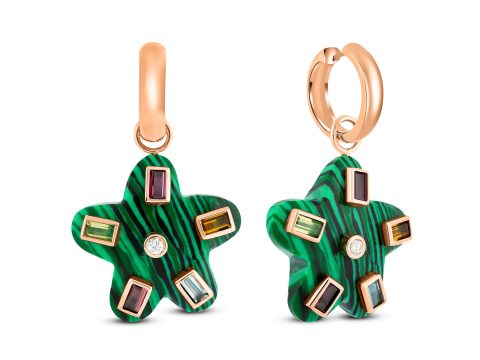 POP Malachite Çiçek Küpeler
