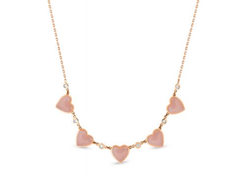Rose Quartz 5 Kalp Kolye