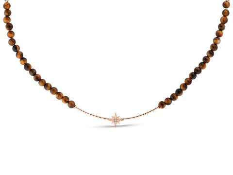 Tiger Eye North Star Kolye